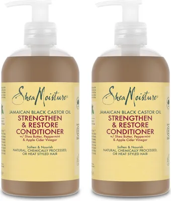 Produktbild von SheaMoisture Strength & Restore Conditioner 2x 384ml für natürliches Haar Jamaikanisches schwarzes Rizinusöl ohne Silikone und Sulfate