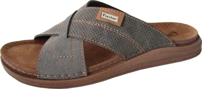 Produktbild von Fischer Herren Pantolette aus Leder gepolstert und leicht rutschfest 556546, Größe:46 EU, Farbe:Grau