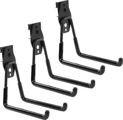 Produktbild von Set 3 Stck. Werkzeugwand Haken von BOTLE, Werkzeughaken, für Elektrowerkzeuge, "Geradeförmig" 13cm, stabil mit PVC-Ummantelung, für Garage, Werkstatt, Schuppen, Haken für Sportgeräte, Doppelhaken, Tragkraft bis 30kg