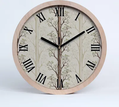 Produktbild von Holzuhr 20fi cm wanduhr - schwarze Spitzen - Bäume