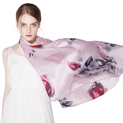 Seidenschal für Damen mit floral bedrucktem Muster - Elegante und warme Stola für jede Saison