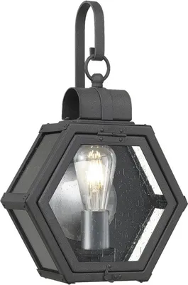 Produktbild von Wandleuchte außen Aluminium Glas E27 IP44 H: 41,8 cm Schwarz gesprenkelt Rustikal Wandlampe