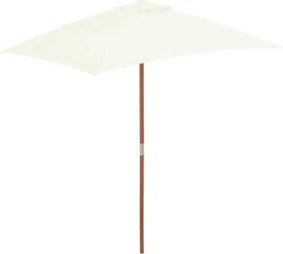 Zdjęcie produktu dla vidaXL Parasol z drewnianym drążkiem 150x200 cm Piaskowy biały