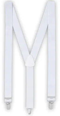 Productafbeelding van Gatsby bretels - Wit - In lengte verstelbaar - Met zilveren clips - Voor jaren '20 outfit