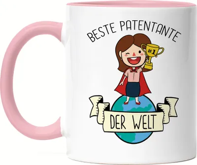 Produktbild von Beste Patentante der Welt Tasse Rosa Lustig Geschenkidee Tante Geschwister Geburtstag Nichte Neffe
