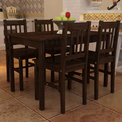 Immagine prodotto di Tavolo da pranzo Tavolo in legno con 4 sedie in legno Set da sala da pranzo marrone