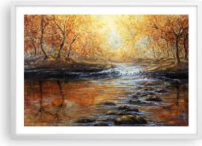 Produktbild von Gerahmtes Poster - Weißer Rahmen - Bach Park Baum - 70x50 cm - Wand Bild - Wanddeko - Wandbilder - Kunstposter - Wandposter - Bilderrahmen - Bilder - Kunstdruck - Wandbild - P2WAA70x50-3973