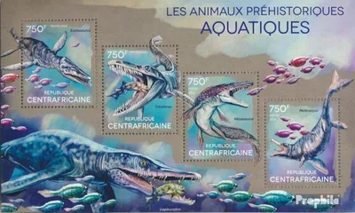 Produktbild von Briefmarken Zentralafrikanische Republik 2014 Mi 5115-5118 Kleinbogen (kompl. Ausgabe) postfrisch Prähistorische Wassertiere
