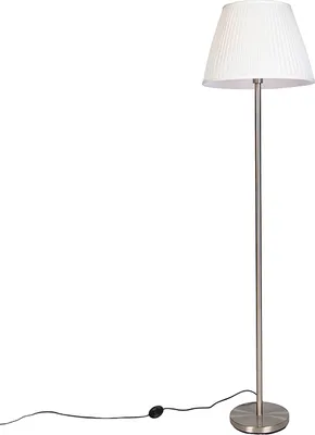 Produktbild von Moderne Stehleuchte Stahl mit Weißem Plissee Schirm 45 cm Simplo