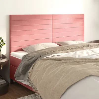 Produktbild von The Living Store Kopfteile 4 Stk. Rosa 100x5x78/88 cm Samt