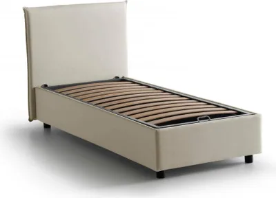 Produktbild von Einzelbett Dbacchi, Containerbett mit Stoffbespannung, 100%  Italy, Frontöffnung, passend für Matratze Cm 80x200, Beige