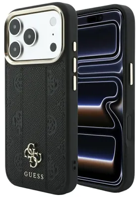 Immagine prodotto di Custodia Guess con motivo a righe e logo 4G, per iPhone 18 Pro / 17 Pro, colore nero