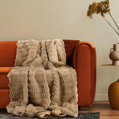 Produktbild von Deko Wohnzimmer Decke Kuscheldecke Tagesdecke Sofadecke Waschbar Schlafzimmer 150x200cm Beige