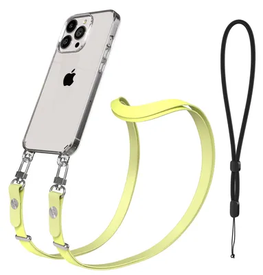 Produktbild von EAZY CASE Handykette magnetisch mit Handyhülle für Apple iPhone 13 Pro, Crossbody Handyband 1-1,90m verstellbar mit 2 Ösen in Gelb