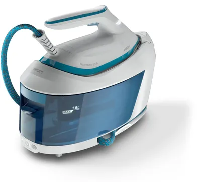 Produktbild von Philips PerfectCare Dampfbügeleisen Serie 6000, 130 g/min, blau (PSG6022/20)