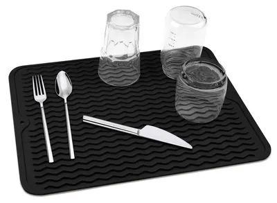 Silikon-Abtropfmatte, rutschfest, 40×30 cm, Schwarz