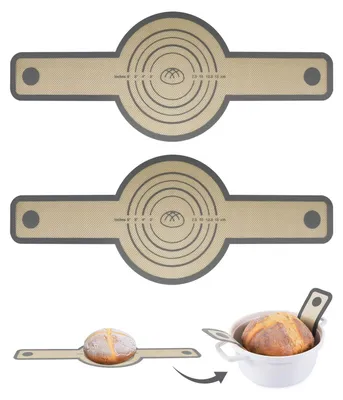 Produktbild von Backmatte Silikon Dutch Oven Brotmatte - Ø 21 cm - Mit langen Griffen - Wiederverwendbar - 2 Stück