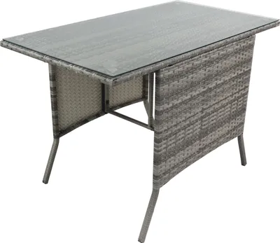 Produktbild von VCM Gartentisch | Tisch aus Rattan mit Glasplatte | Maße ca. H. 74 x B. 114 x T. 64 cm | Gartentisch | Gartenmöbel – Raloso 114x64