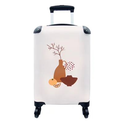 Produktbild von MuchoWow® Koffer Handgepäck Trolley Rollkoffer Kleine Reisekoffer mit 4 Rollen - Vasen - Obst - Design - Cabin Size < 55x40x23 cm & 55x40x20 cm - Fotokoffer - Kabinenkoffer - Boardgepäck - Reise-Box - Reisekoffer - Reisegepäck - Koffer mit Bild - Trolley für Kinder