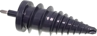 A dark gray spiral attachment for a kitchen appliance is shown against a white background.