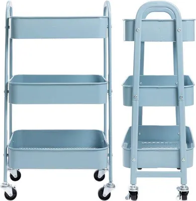 Productafbeelding van Famanu opbergwagen, 3 niveaus, metaal - grijs-blauw