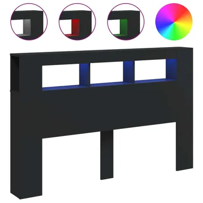 Produktbild von vidaXL LED-Kopfteil Schwarz 160x18,5x103,5 cm Holzwerkstoff