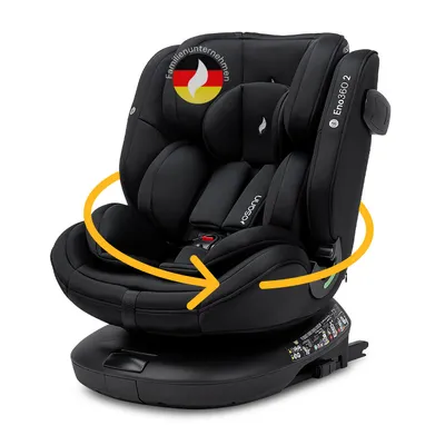 Produktbild von Osann Eno360 2, Kindersitz 360 drehbar mit Isofix 40-150 cm, Reboarder mit Isofix und Top-Tether – All Black
