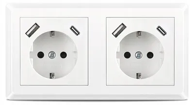 Produktbild von Doppelsteckdose mit USB-Ladegerät Typ A+C, Weiß