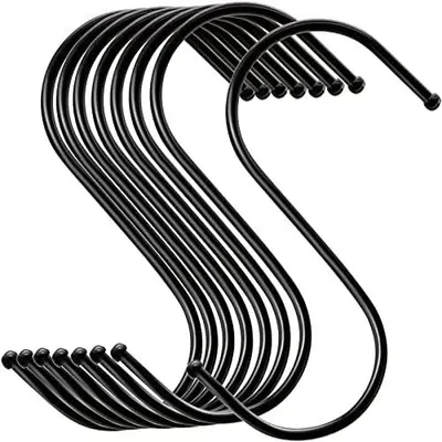 Produktbild von 30 Stück S-Haken Metall, Haken Schwarz, Schwermetall-S-Haken, geeignet für Küche, Bad, Schlafzimmer und Büro(L, schwarz)