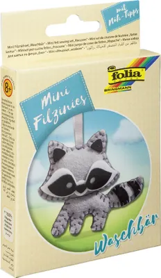 Produktbild von folia Mini Filz-Nähset "Filzinies" 12-teilig Waschbär