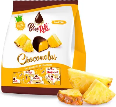 Produktbild von Uniconf BonRoll Fruchtgelee in dunkler Schokolade Ananas, 80 g