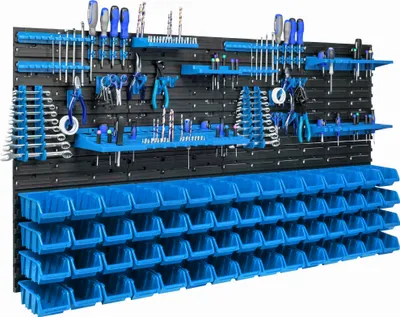 Image de 60 bacs gerbables étagère murale plastique 154 x 78 cm porte-outils atelier garage système de stockage bacs à bec Schütte