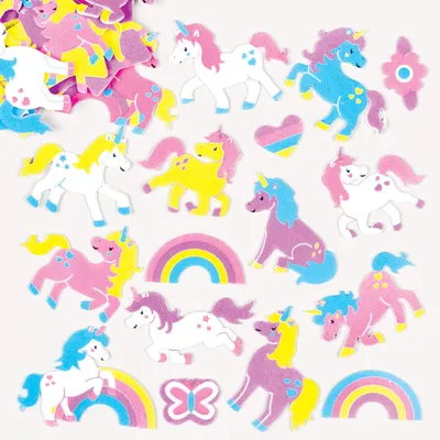120 Einhorn-Schaumstoffaufkleber, mehrfarbig, 20–55 mm, für Basteln & Deko