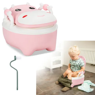 Image de Yakimz Pot et toilettes pour bébés, pot pour bébé avec fonction WC, siège de toilette et entraîneur pour enfants avec poignées et design antidérapant Rose