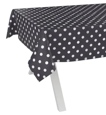 Tischdecke Gepuntet Punkte Grau 180x120cm Schnittkante Wachstuch abwaschbar, Hauptbild