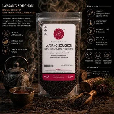 Obrázok produktu pre Údený čierny čaj Lapsang Souchong – 100 g