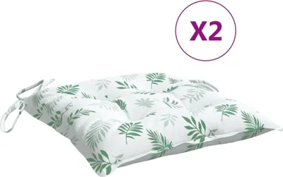 Produktbild von vidaXL Stuhlkissen 2 Stk. Blattmuster 40x40x7 cm Stoff