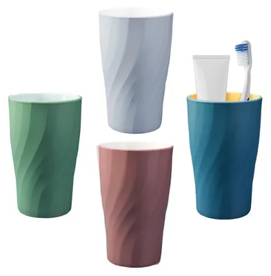 Obrázok produktu pre Sada štyroch plastových pohárov na ústnu hygienu, severský štýl, objem 400 ml, bez BPA