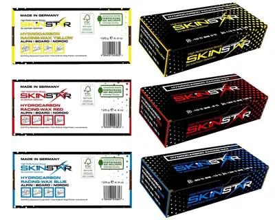 Productafbeelding van SKINSTAR Hydrocarbon Racing Skiwax, professionele wasmix, geel-rood-blauw