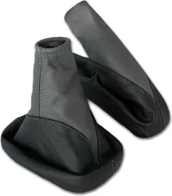 Produktbild von Schaltsack und Handbremsmanschette schwarz grau passend für OPEL CORSA C 100% ECHT LEDER