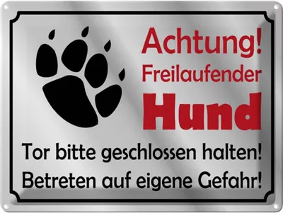 Produktbild von vianmo Blechschild 30x40 cm Achtung Freilaufender Hund Gefahr Warnschild Hinweisschild Sicherheit Vorsicht
