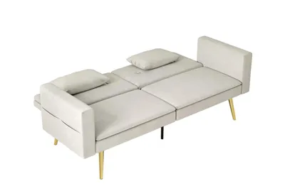 Produktbild von Schlafsofa, 2-Sitzer Bettsofa, Verstellbare Rückenlehne,Kissen, für Wohnzimmer, Gästezimmer