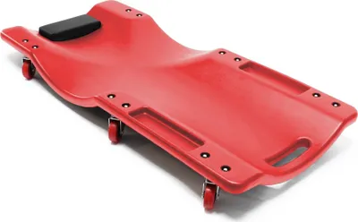Produktbild von XPOtool Kfz Montageliege 91x42,5x11,5 cm bis 100 kg aus Kunststoff, Rollbrett mit abnehmbarer Kopfstütze & 2 Werkzeugfächern, Rollliege, Werkstattliege