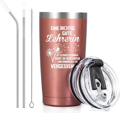 Image de Cadeau de l'enseignante - Gobelet thermo 600ml café to go or rose