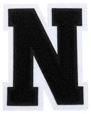 Chenille Buchstaben-Patch N, 10,2 x 8 cm, schwarz, aufbügelbar