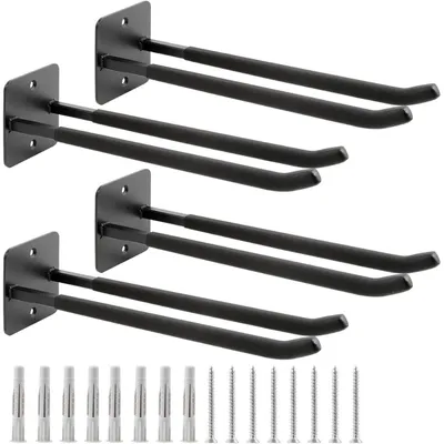 Productafbeelding van Sinoer Verbeterde, hoogwaardige garagehaken, 14 inch dubbele haken van constructiestaal voor montage aan de garagewand, set van 4 stuks