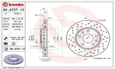 Zdjęcie produktu dla Tarcza hamulcowa BREMBO 09.A727.1X
