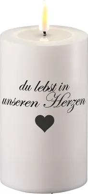 Produktbild von Deluxe Homeart LED Grabkerze - Du lebst in unseren Herzen Grablicht Trauerkerze