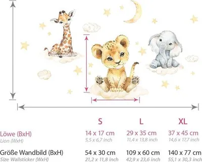 Produktbild von Famanu Wandsticker Dschungeltiere auf Wolken - Kindermotiv