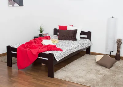 Produktbild von Einzelbett/ Gästebett "Easy Premium Line" K4, 120 x 200 cm Buche Vollholz massiv schokobraun lackiert